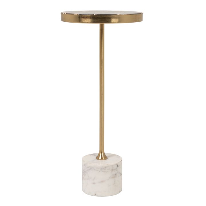 Round Marble Accent Table with Agate Top
