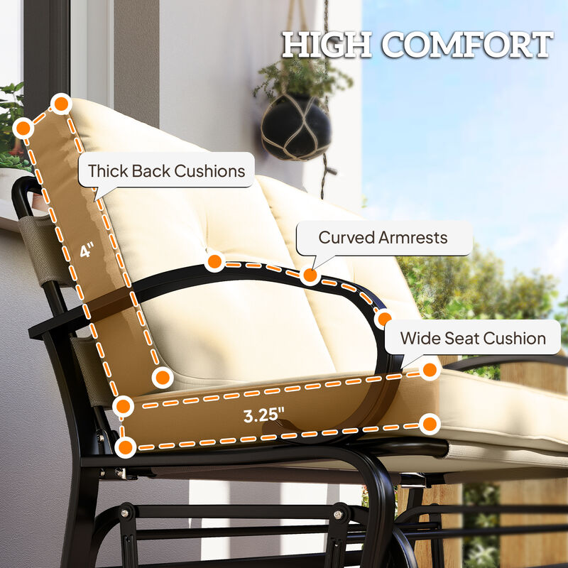 Hivvago 2-Person Outdoor Glider Bench with Cushions image number 4