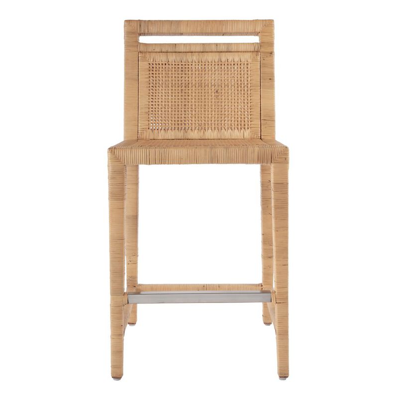 Butler Specialty Brielle 24 in. Seat Height Rattan Woven Counter stool with Back, Light Brown