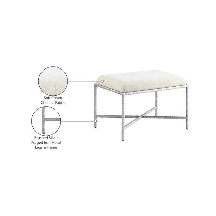 Meridian Furniture Valley Cream Chenille Fabric Bench