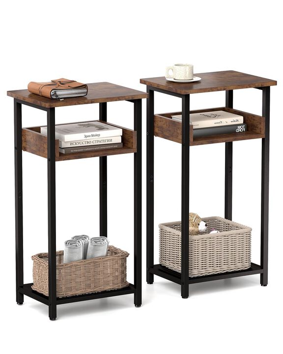 KJGKK Tall Side Table Set of 2, 30 inch High End Table, Small Entryway Table, Bedside Table for Living Room, Bedroom, Office, Ru