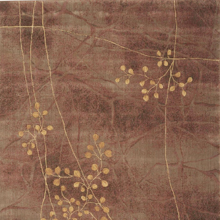 HomeRoots 8' X 11' Brown Floral Power Loom Non Skid Area Rug