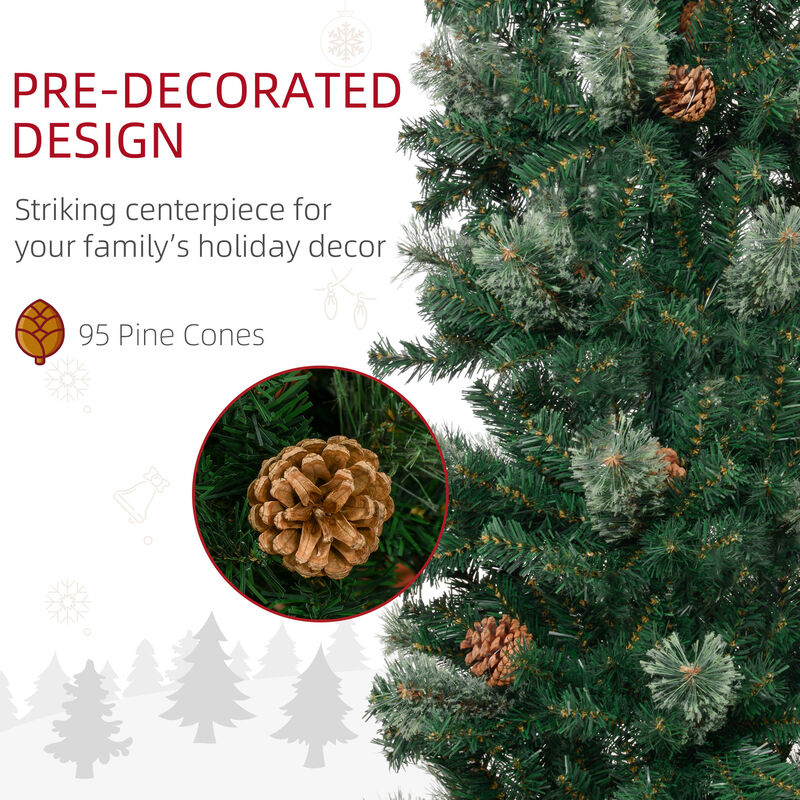 BreeBe 9.5FT Slim Xmas Tree with Pine Cones and Metal Base image number 5