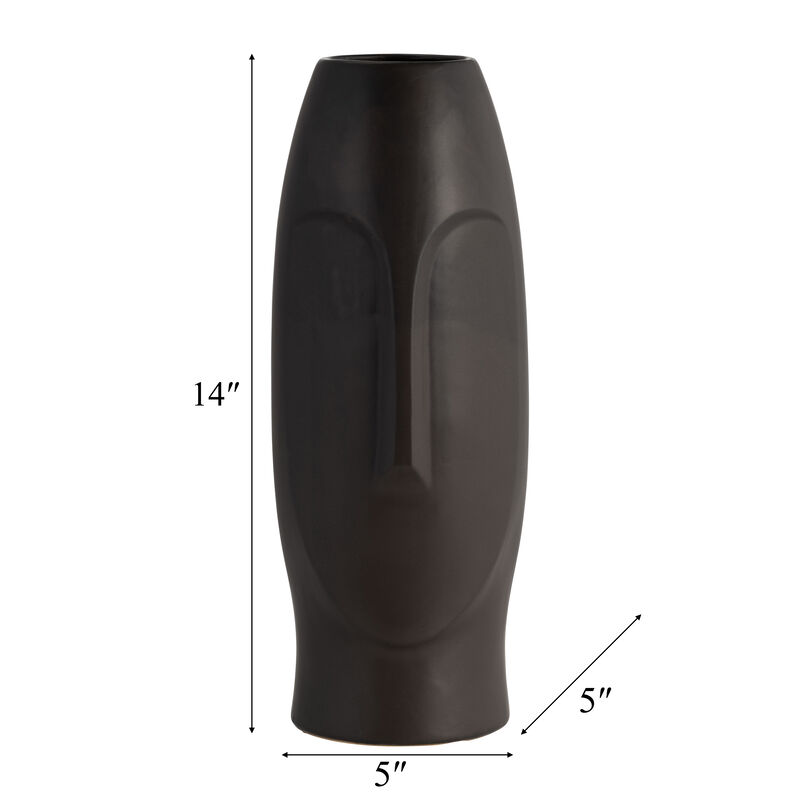 14"h Face Vase, Black