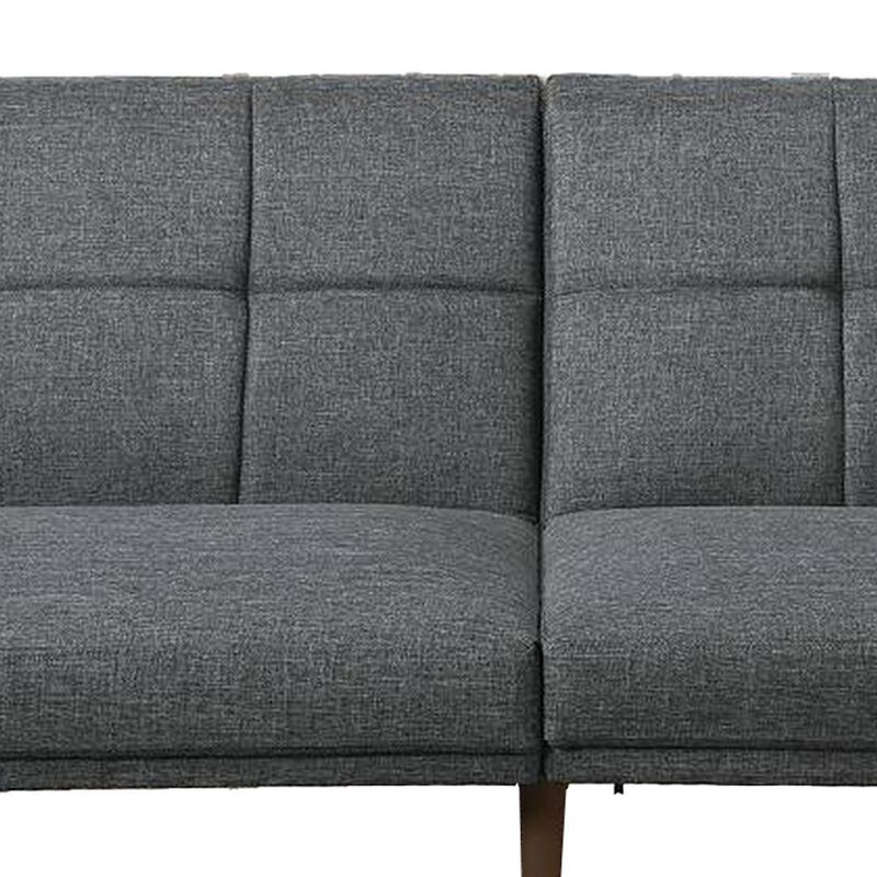 Fabric Adjustable Sofa with Square Tufted Back, Light Gray