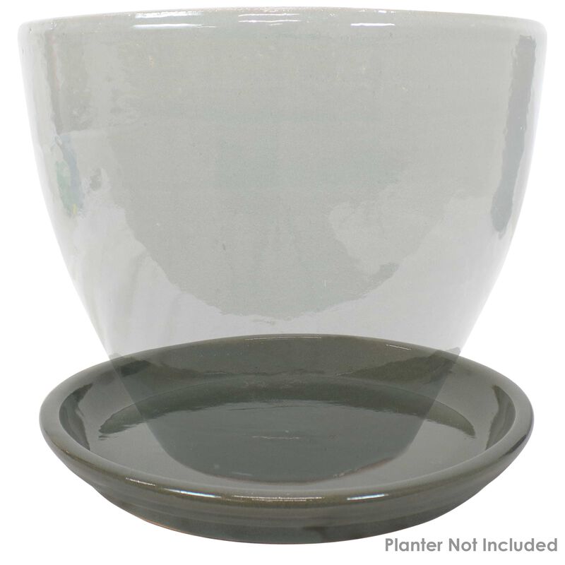 Sunnydaze Glazed Ceramic Flower Pot/Plant Saucer - Set of 2