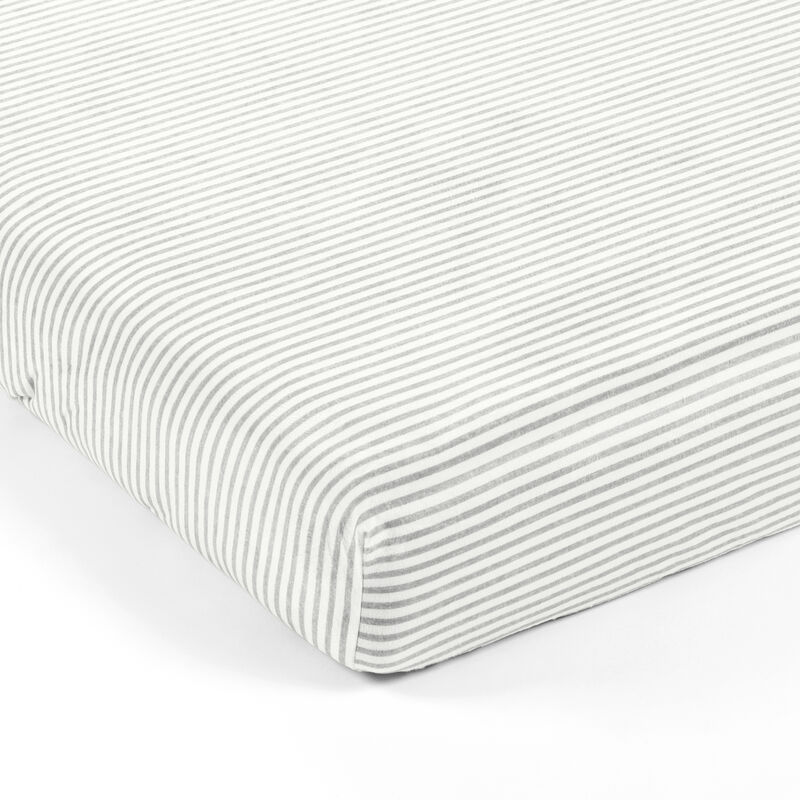Stripe Soft & Plush Fitted Crib Sheet Gray/White Single 28X52X9 image number 2