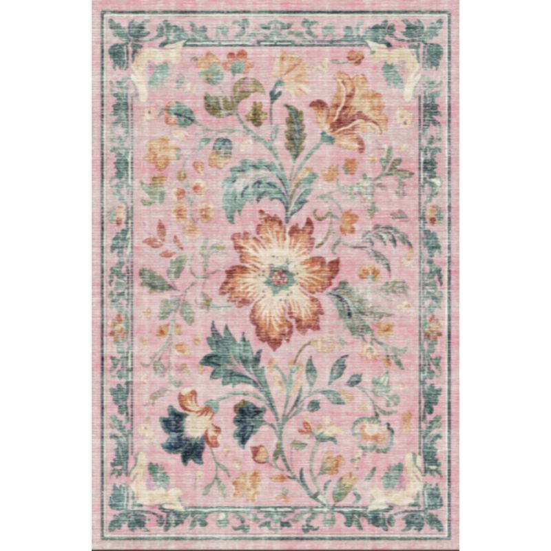 Modern Washable Folding Floral Print Rug, Soft Washable Non - Slip Backing for Living Room Bedroom image number 0