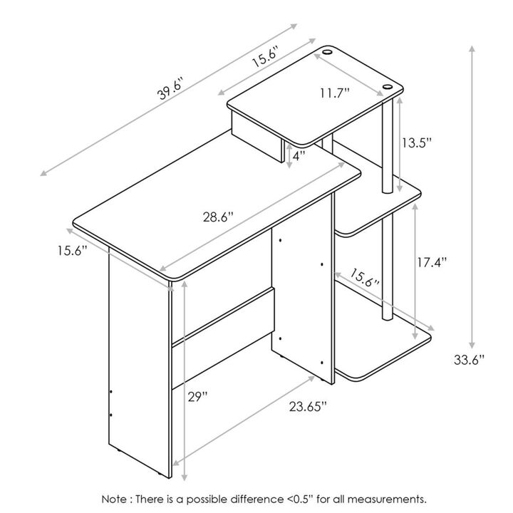 Furinno Furinno Efficient Home Laptop Notebook Computer Desk, Columbia Walnut/Brown, 11192CWN/BR