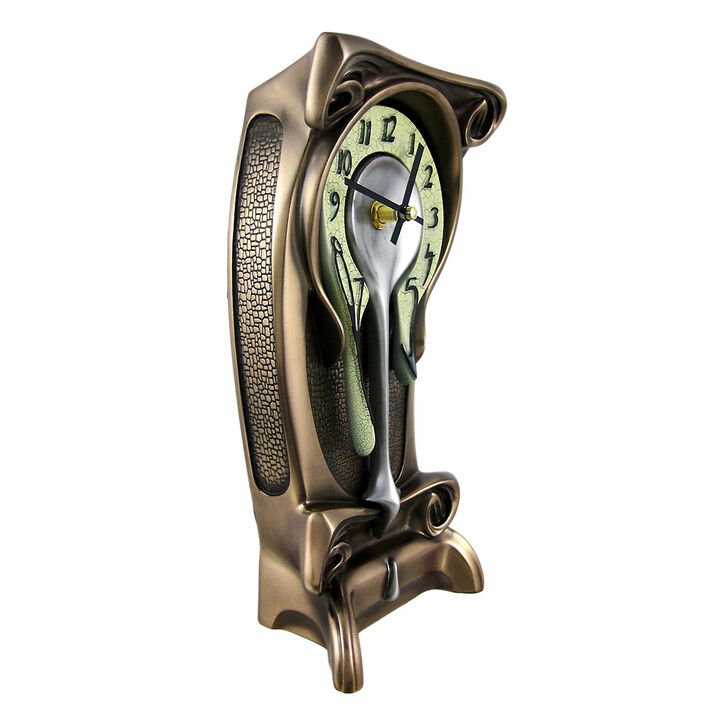 Bronze Finish Melting Mantel Clock Desk Table Dali