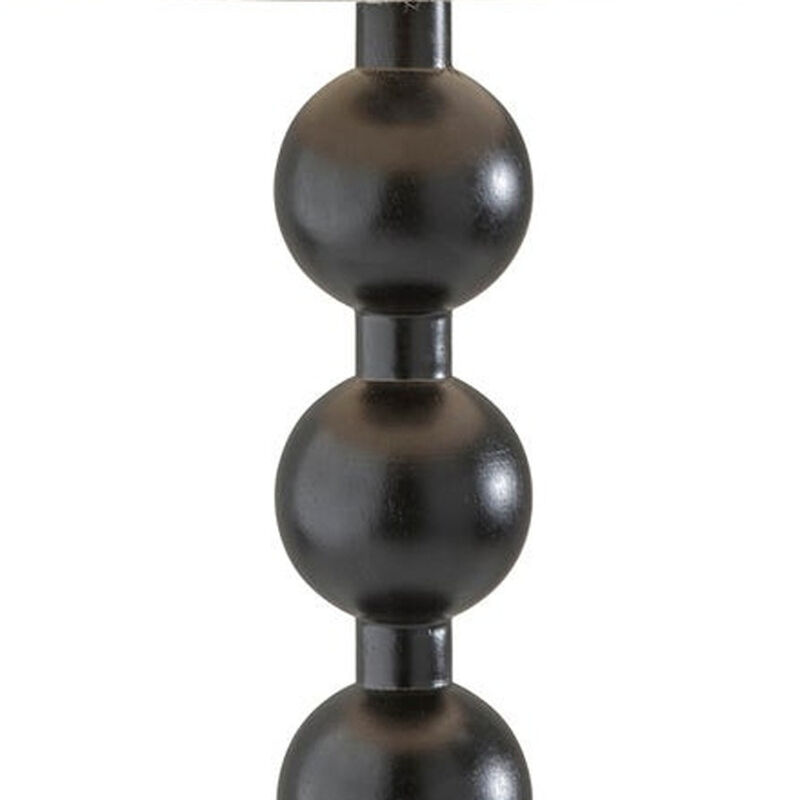 Hivvago 28" Black Solid Wood Candlestick Table Lamp With Off White Drum Shade