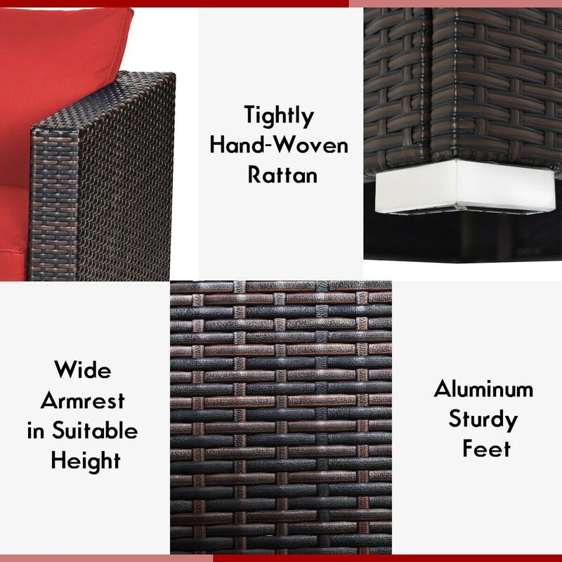 Mondawe 2 Pieces Patio Rattan Sectional Conversation Sofa Set