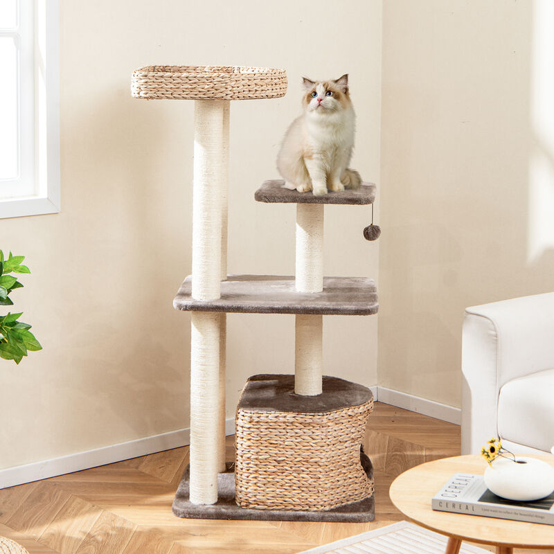 4-Layer Cat Tower with Scratching Posts, Cozy Condo & Washable Cushions for Indoor Cats