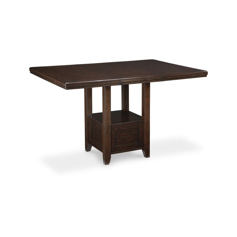 Hado Counter Height Table, 42-60 Inch Extendable Square, Dark Brown