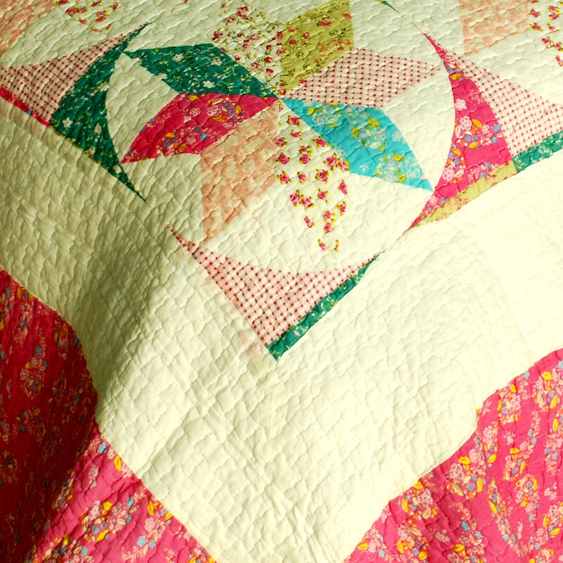 Cotton 3PC Vermicelli Quilted Printed Quilt Set Queen Size Soft Bedding Set image number 2