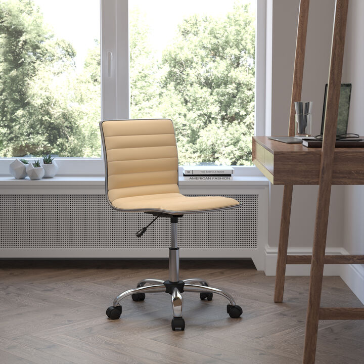 Alan Low Back Designer Armless Ribbed Swivel Task Office Chair