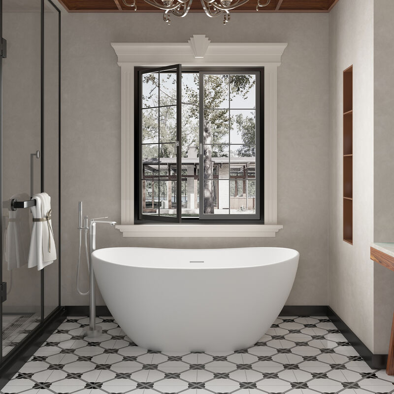 Mondawe Single-Handle Freestanding Floor Mount Tub Filler Faucet with Handheld Shower