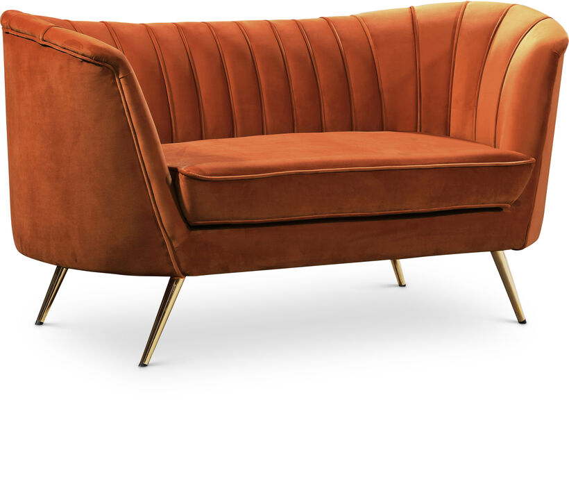 Meridian Furniture Margo Cognac Velvet Loveseat