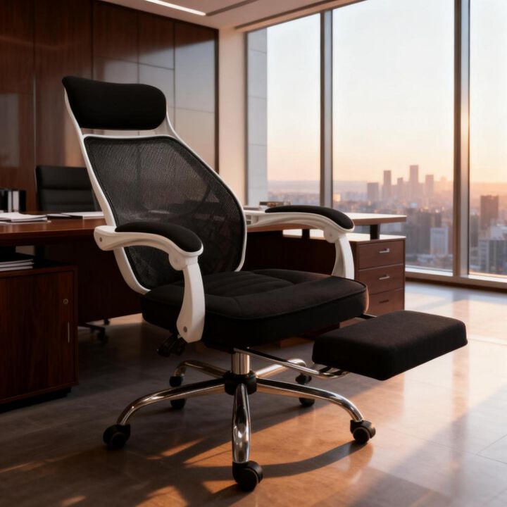 GOODSILO Ergonomic High Back Mesh Office Chair with Adjustable Lumbar Support and Retractable Footrest