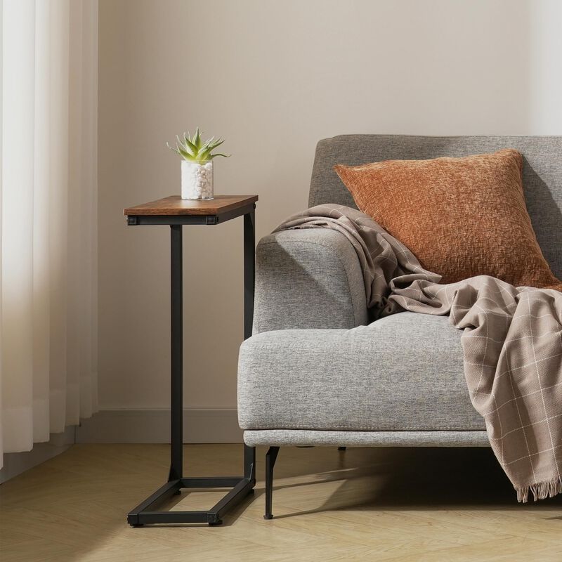 DALEMHOME C Shaped End Table Set of 3, Couch Side Table for Small Spaces, Slide Under Sofa TV Tray Snack Arm Table for Living Ro