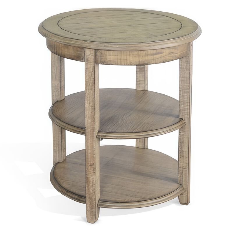 Rena Side End Table, 2 Shelves, 24 Inch Plank Light Brown Mahogany image number 0
