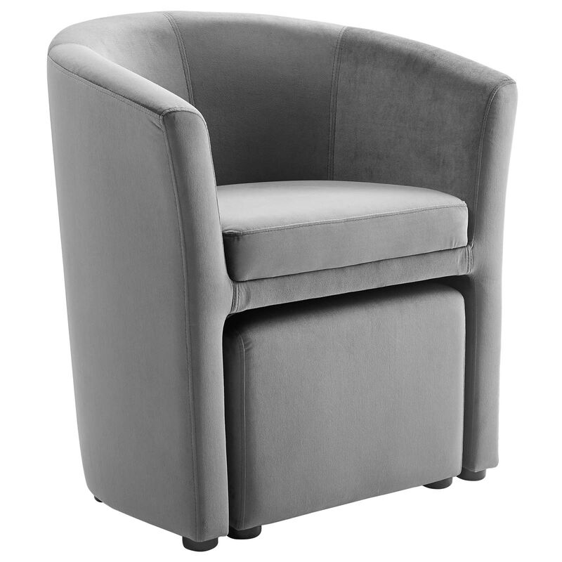 Divulge Performance Velvet Arm Chair and Ottoman Set image number 3