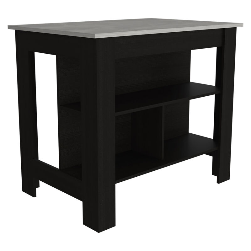 Streamdale Rockaway 3-Shelf Kitchen Island Black And Ibiza Marble image number 0