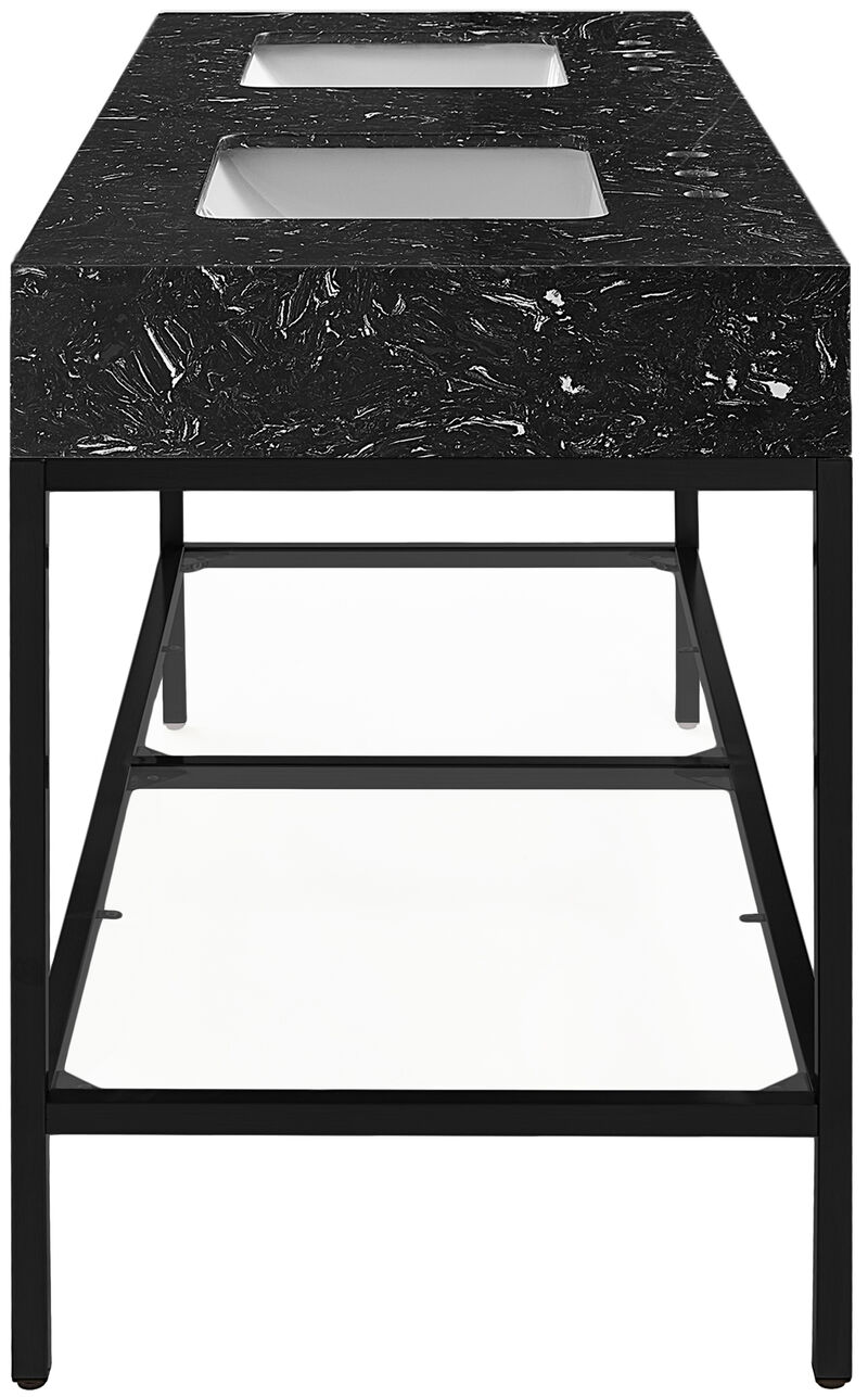 Meridian Furniture Marmo Black Engineered Marble Bathroom Vanity image number 5