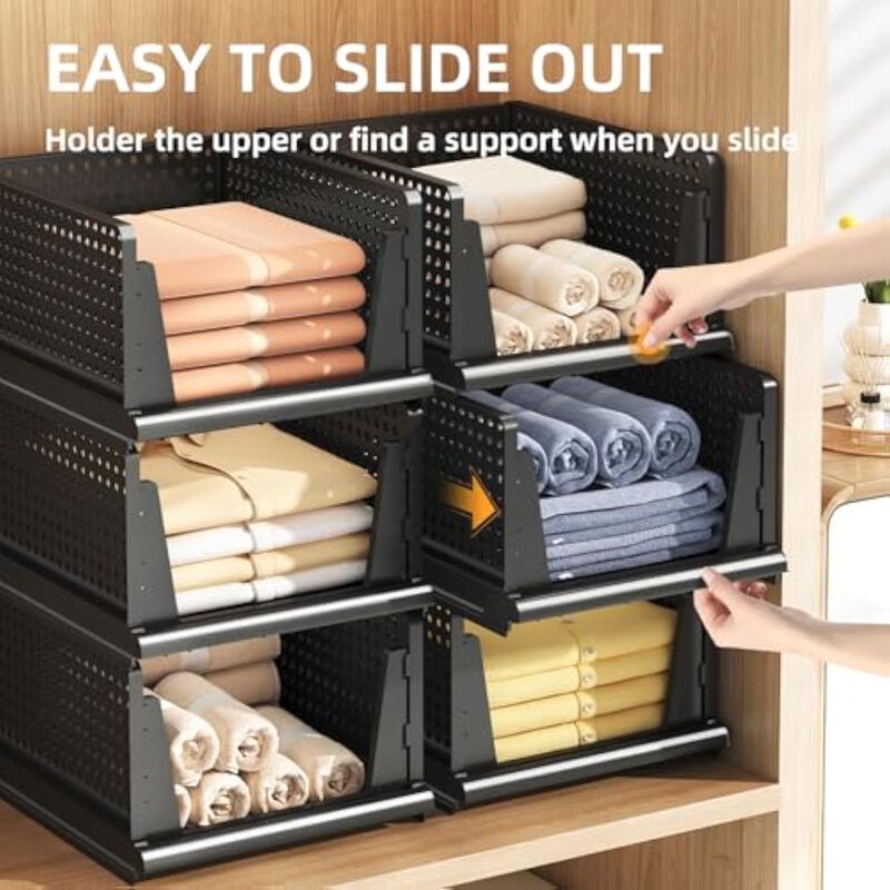 Clear Plastic Storage Bins Set of 8 Stackable Pantry Cabinet Organizer Boxes image number 3