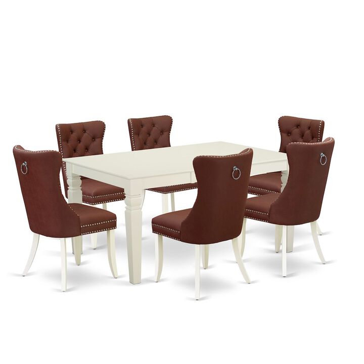 7 Piece Kitchen Table Set Contains a Rectangle Dining Table with Butterfly Leaf