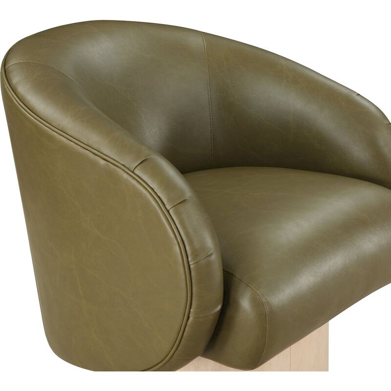 Meridian Furniture Gibson Olive Vegan Leather Swivel Accent Chair