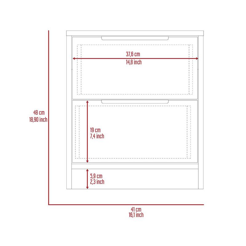Plethoria Home 2-Drawer Nightstand Light Grey image number 5