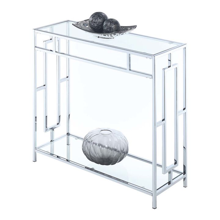 Convenience Concepts Town Square Chrome Glass Entryway Hall Table with Shelf