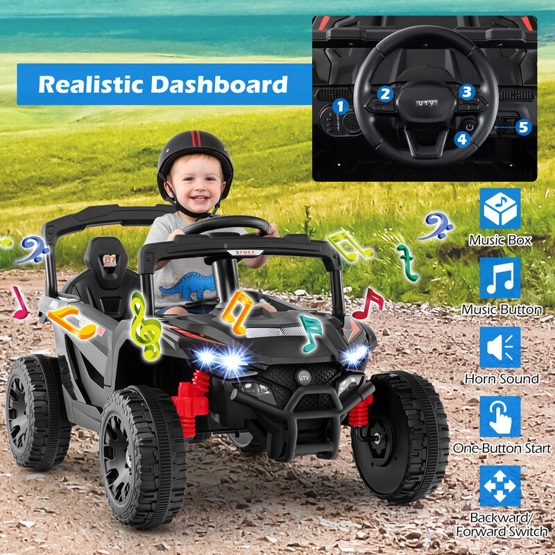 Kids 12V Electric UTV Ride On Car with LED Lights Music and Horn image number 4