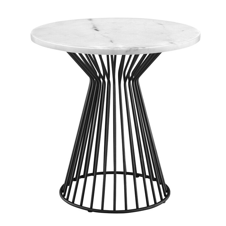 Gracie Mills Howell Matte Black and White Marble End Table