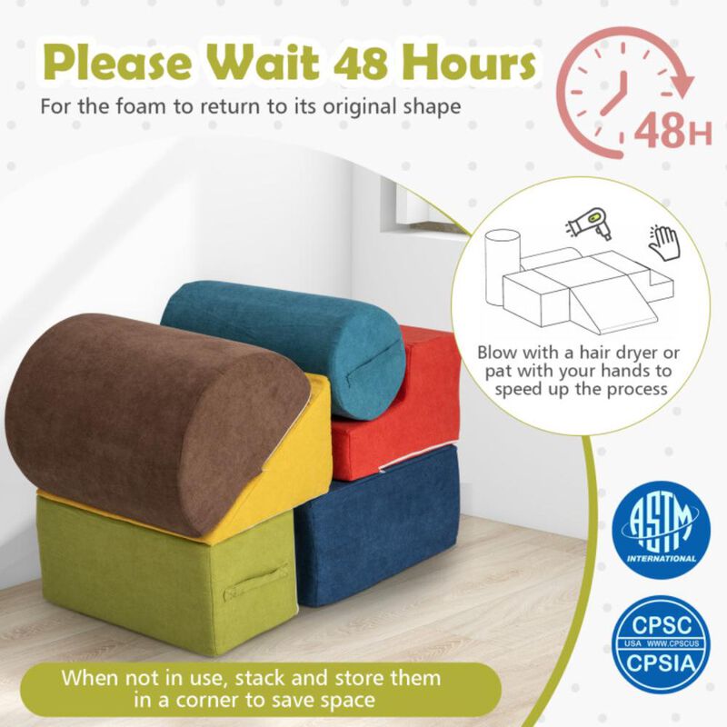 Hivvago 6-Piece Baby Climbing Blocks with 30D High-Density Foam and Carrying Handles