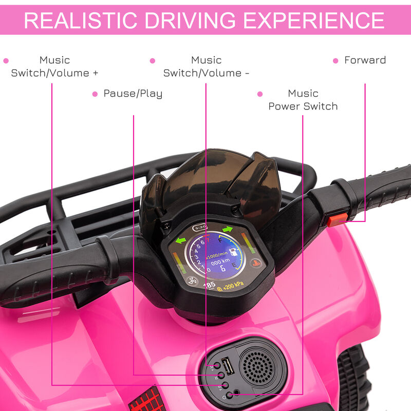 BreeBe 6V Battery Powered Electric ATV, Quad Four Wheeler Ride On Toy Car w/ LED Headlights image number 5
