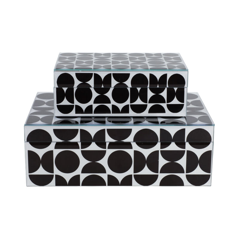 S/2 Modern Print Glass Boxes image number 3