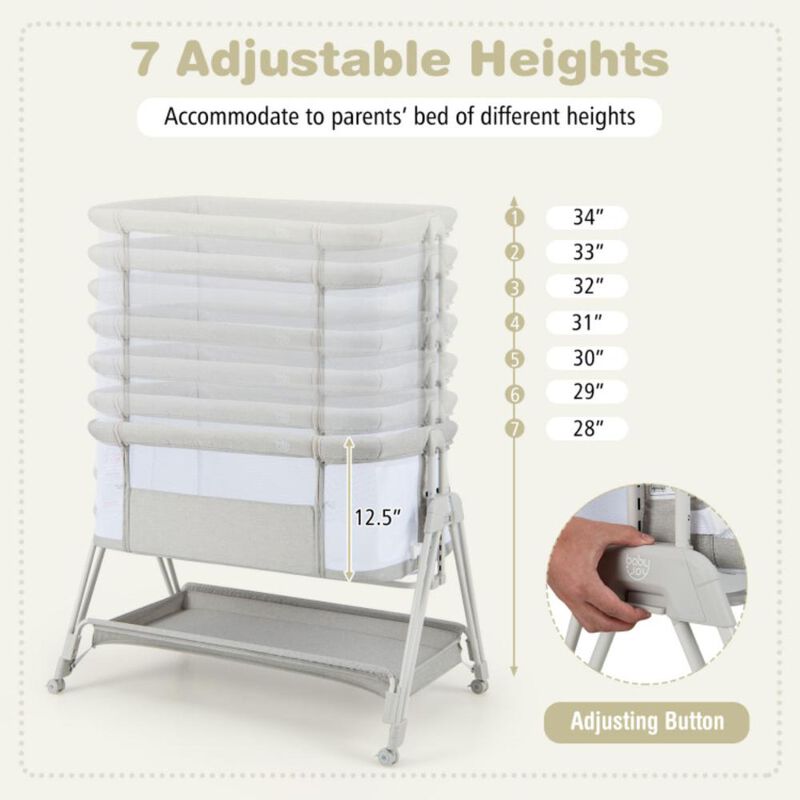 Hivvago Portable Bedside Sleeper for Baby with 7 Adjustable Heights