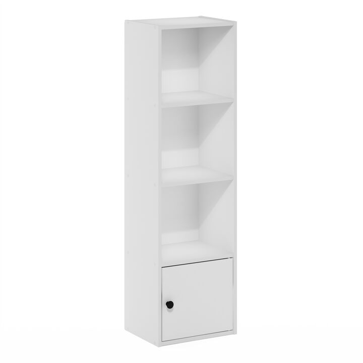 Furinno Luder Shelf Bookcase with 1 Door Storage Cabinet, White