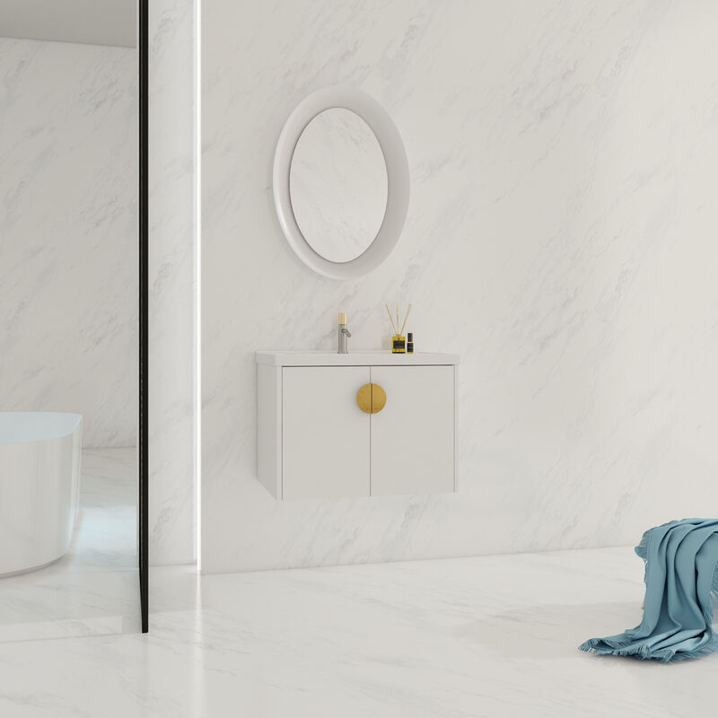 ELEMENT ACE Wall Mounted Bathroom Vanity with Ceramic Sink and Soft Close Doors image number 3
