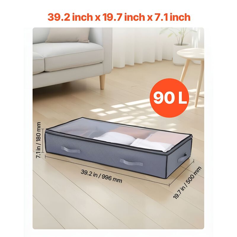 4 Pack Under Bed Storage Containers with Clear Lids for Clothes and Shoes image number 2
