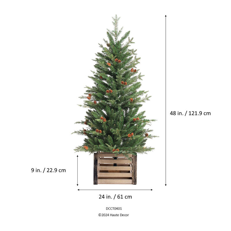 4 Foot Pre-lit Asheville Artificial Fir Christmas Potted Tree image number 5
