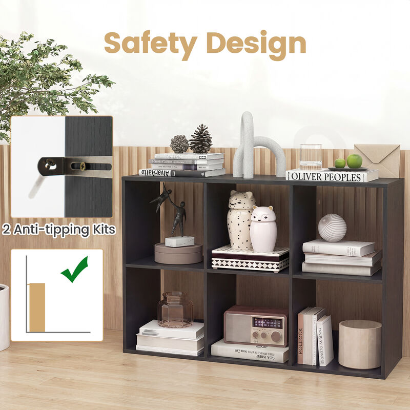 Large 6 Cube Storage Shelf with Back Guardrail for Bedroom image number 6