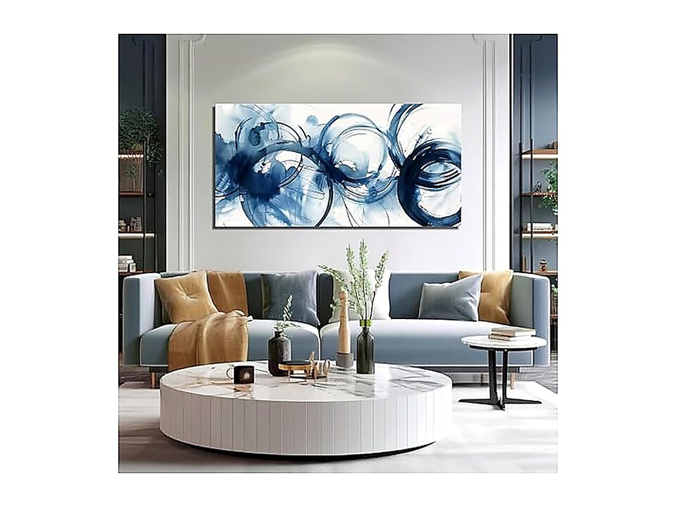 Blue Abstract Wall Art Office Minimalist Decor Bedroom Large Living Room 29 X 58