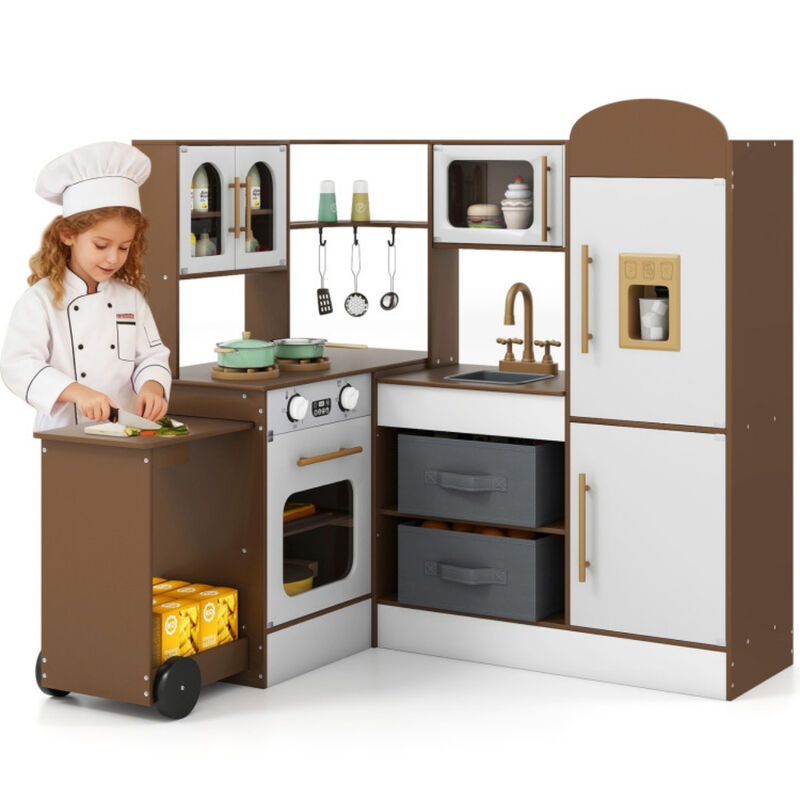 Kids Corner Play Kitchen with Lights and Sounds Age 3 Plus-Coffee image number 4