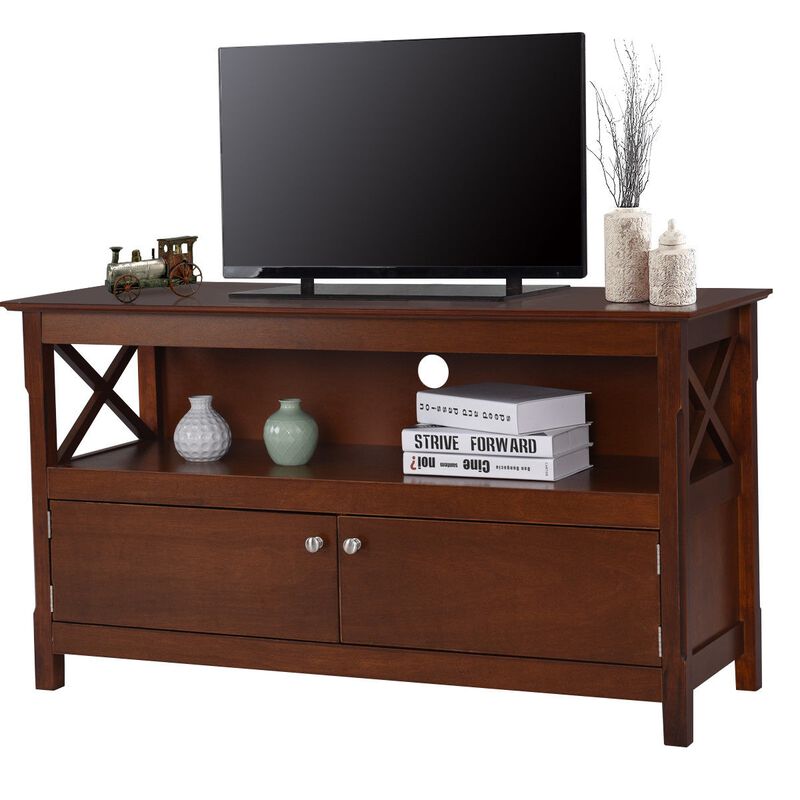 44-Inch Wooden TV Stand with Storage Cabinets