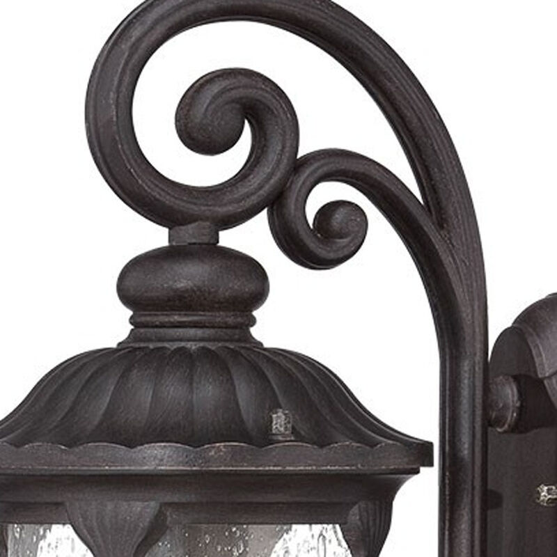 Hivvago Black Cast Aluminum Glass Lantern Wall Sconce