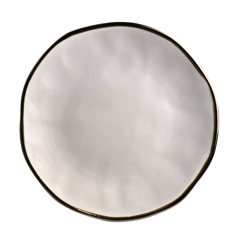 Elama Modern 16 Piece Stoneware Dinnerware Set in Matte White with Gold Rim image number 5