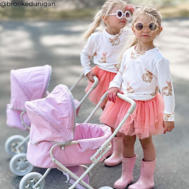 Olivia's Little World Polka Dot Princess Baby Doll Pram Stroller, Pink/Gray image number 5